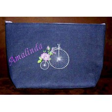 Product: Bags>Handbags - Vanity or Cosmetic Bag (Pennyfarthing with purple roses)